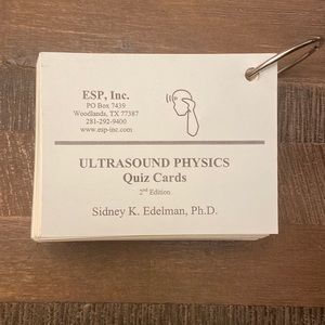 Ultrasound Physics Quiz Cards by Sidney Edelman ESP, Inc.